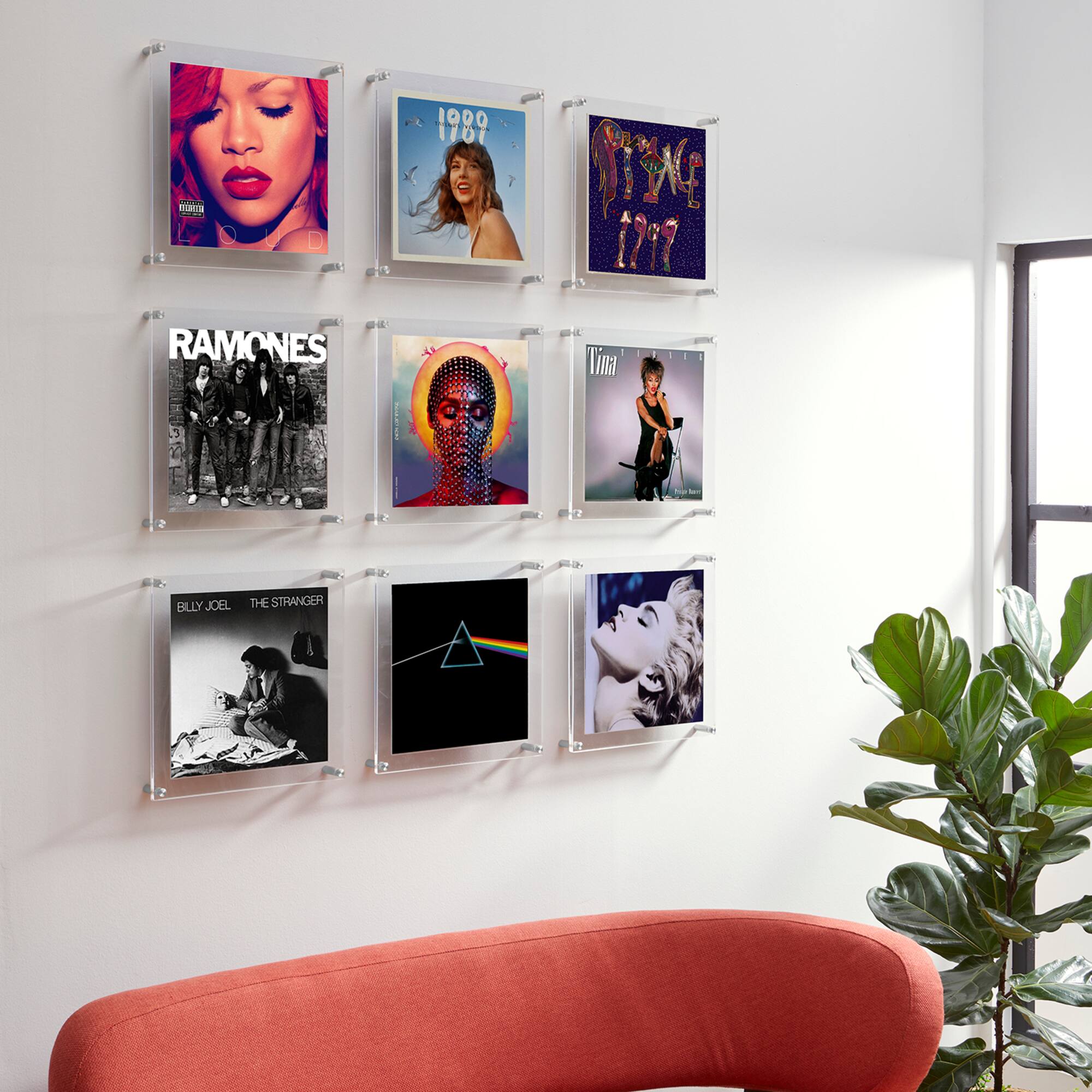 Wexel Art 12" x 12'' Acrylic Floating Frame for Album Covers with Silver Hardware